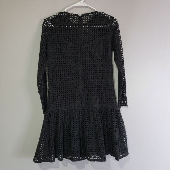 ASOS Womens Black Lace Drop Waist Long Sleeve Lined Shift Dress‎ Size 2 - Picture 3 of 10